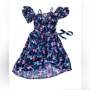 Xhilaration Floral Shoulder Off Dress, Size M Open , Tie One Button Summer Beach